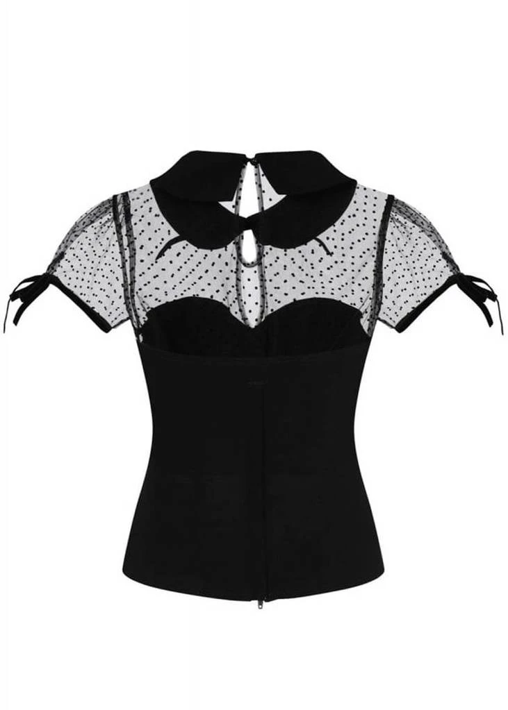 Collectif Kitten Polkadot Mesh 50's Top Black