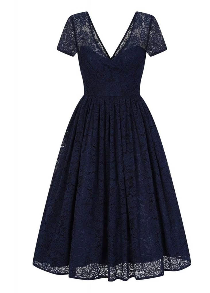 Collectif Nina Lace 50's Swing Dress Navy