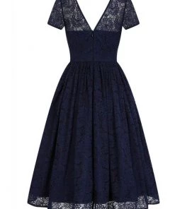 Collectif Nina Lace 50's Swing Dress Navy