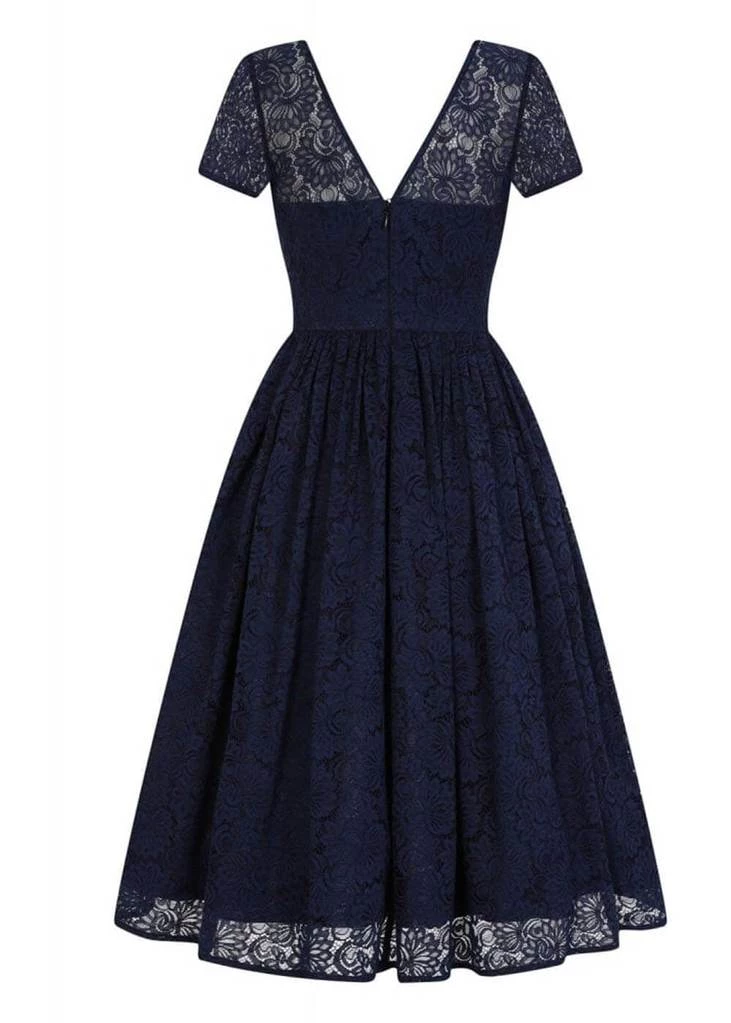 Collectif Nina Lace 50's Swing Dress Navy