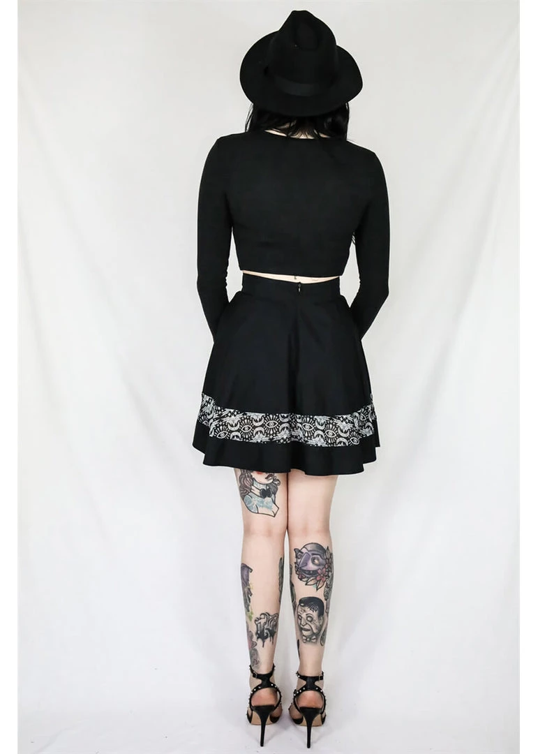 Coven United Batwing Short 80's Skirt Black