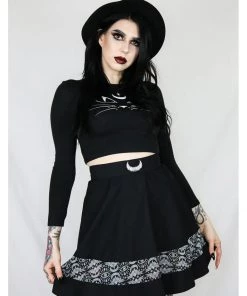 Coven United Batwing Short 80's Skirt Black