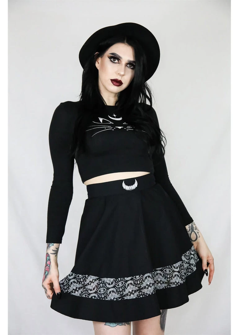 Coven United Batwing Short 80's Skirt Black