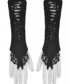 New In Dark In Love Punk Spiderweb Gloves Black