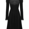 New In Dark In Love Mary Velvet Dress Black