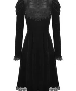New In Dark In Love Mary Velvet Dress Black