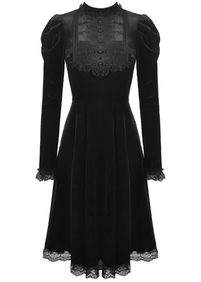 New In Dark In Love Mary Velvet Dress Black