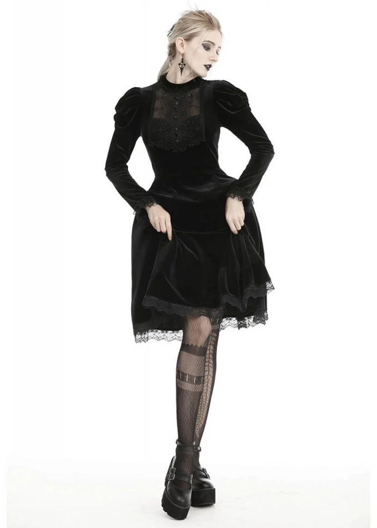 New In Dark In Love Mary Velvet Dress Black