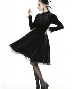 New In Dark In Love Mary Velvet Dress Black