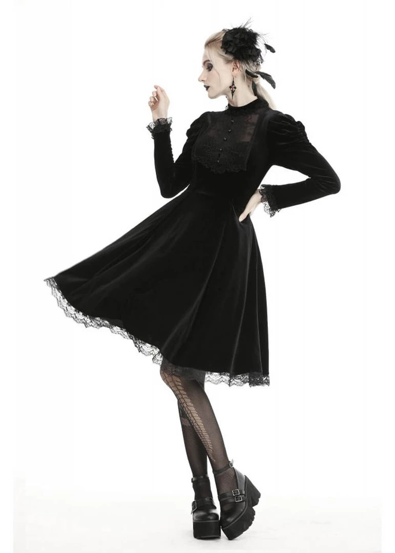 New In Dark In Love Mary Velvet Dress Black