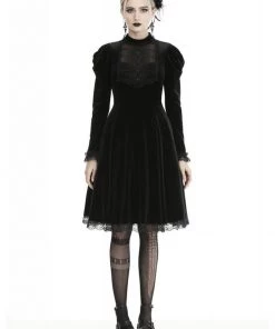 New In Dark In Love Mary Velvet Dress Black