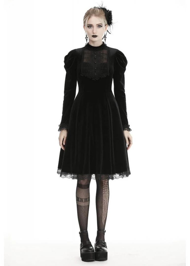 New In Dark In Love Mary Velvet Dress Black