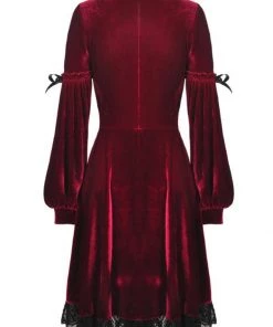 Dark In Love Ghost Cross Velvet 60's Dress Blood Red