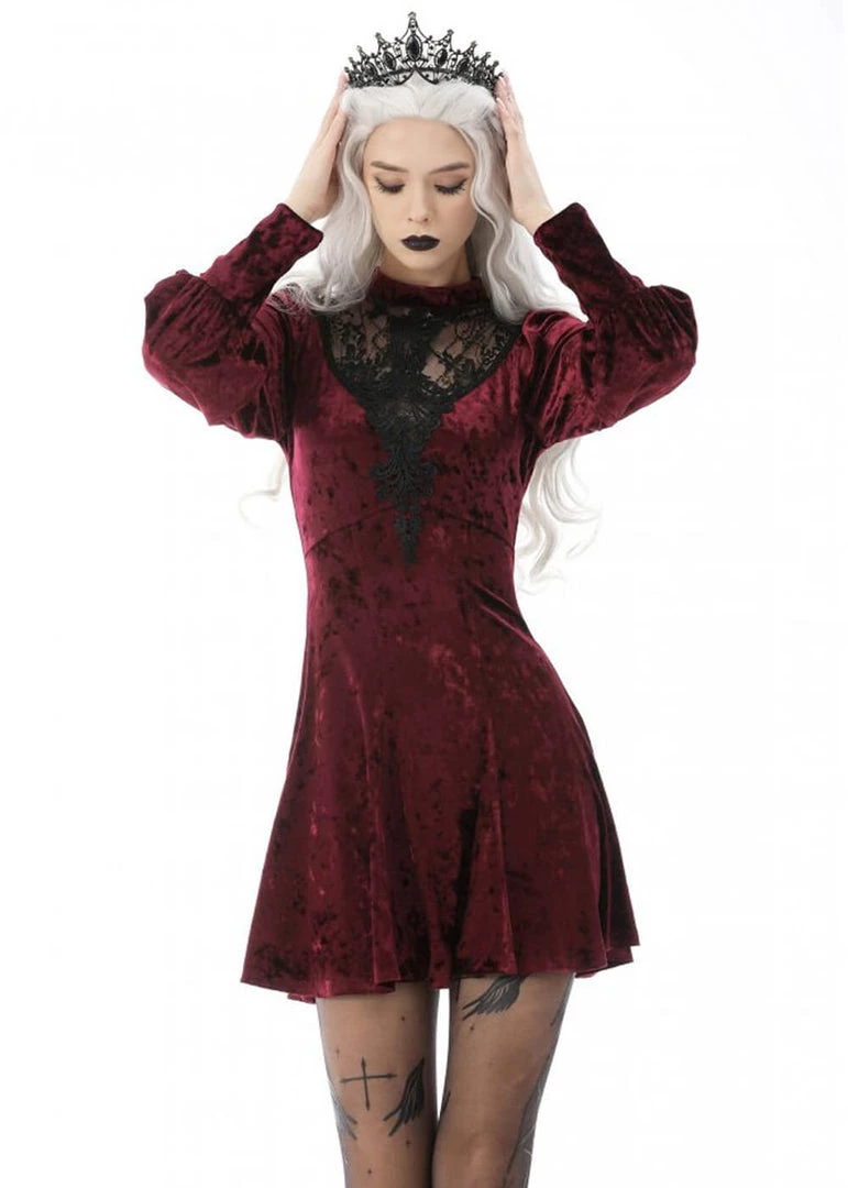 Dark In Love Tangled Velvet Dress Wine