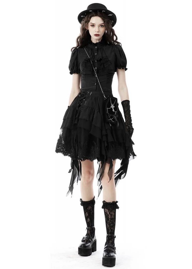 Dark In Love Dreadful 40's Blouse Black New In