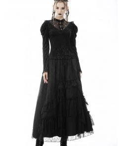 New In Dark In Love Elise Velvet Top Black