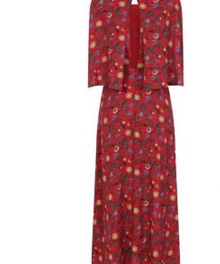 New In Bright & Beautiful Ali Tropical Floral 70's Dress Red