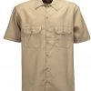 Dickies Mens 1574 Work Shirt Short Sleeves Khaki New In