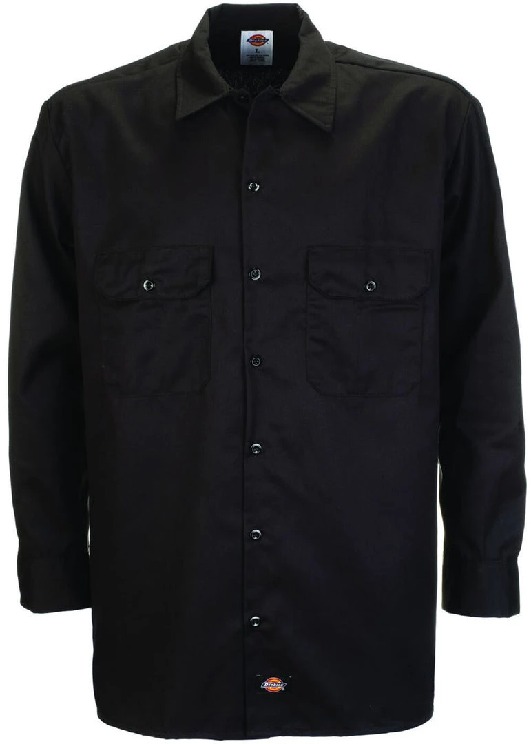 Dickies Mens Long Sleeve Work Shirt Black New In