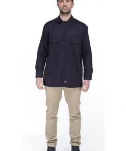 Dickies Mens Long Sleeve Work Shirt Black New In