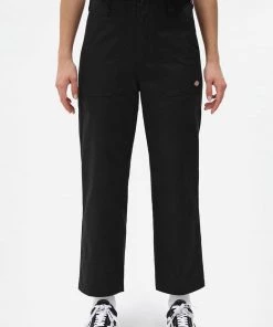 New In Dickies Womens Chokio Herringbone Trousers Black