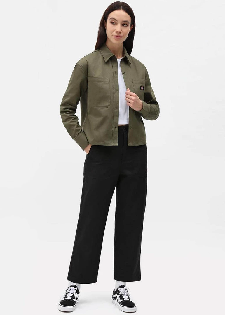 New In Dickies Womens Chokio Herringbone Trousers Black