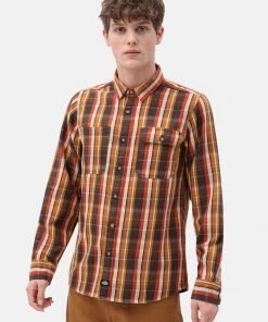 New In Dickies Mens Glenmora Check Shirt Brown