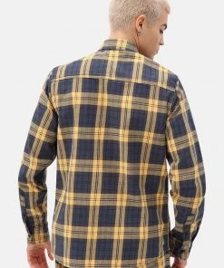 Dickies Mens New Iberia Check Shirt Air Force Blue New In