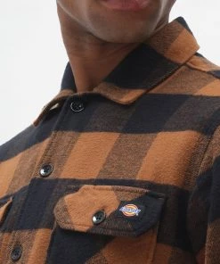Dickies Mens Sacramento Flannel Shirt Brown New In