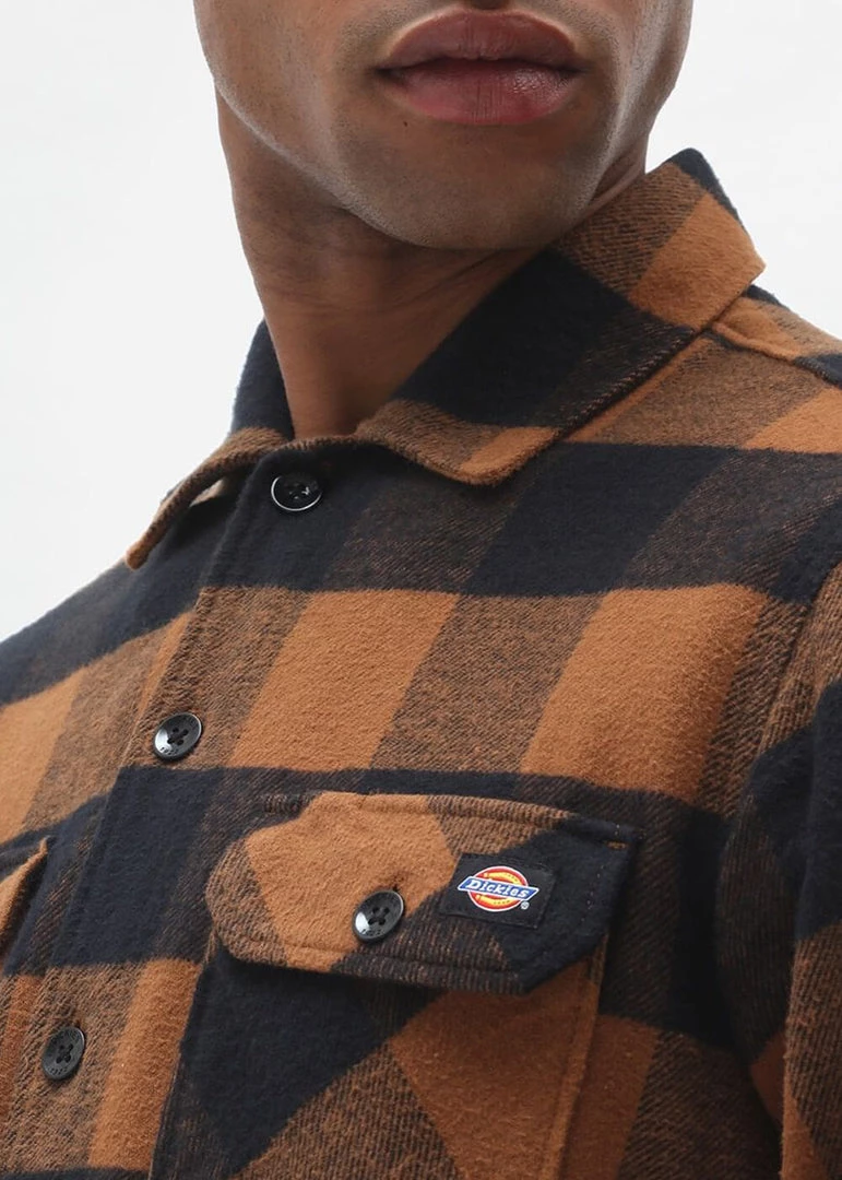 Dickies Mens Sacramento Flannel Shirt Brown New In