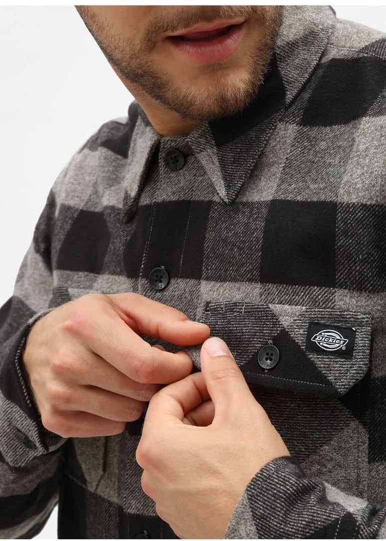 Dickies Mens Sacramento Flannel Shirt Grey