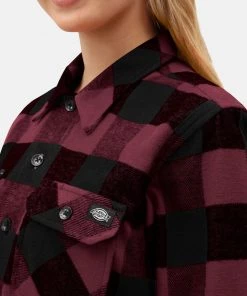 Dickies Mens Sacramento Flannel Shirt Maroon New In