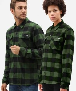 New In Dickies Mens Sacramento Flannel Shirt Pine Green