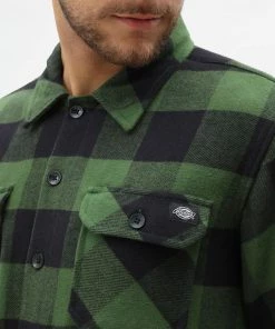 New In Dickies Mens Sacramento Flannel Shirt Pine Green