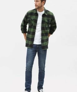 New In Dickies Mens Sacramento Flannel Shirt Pine Green