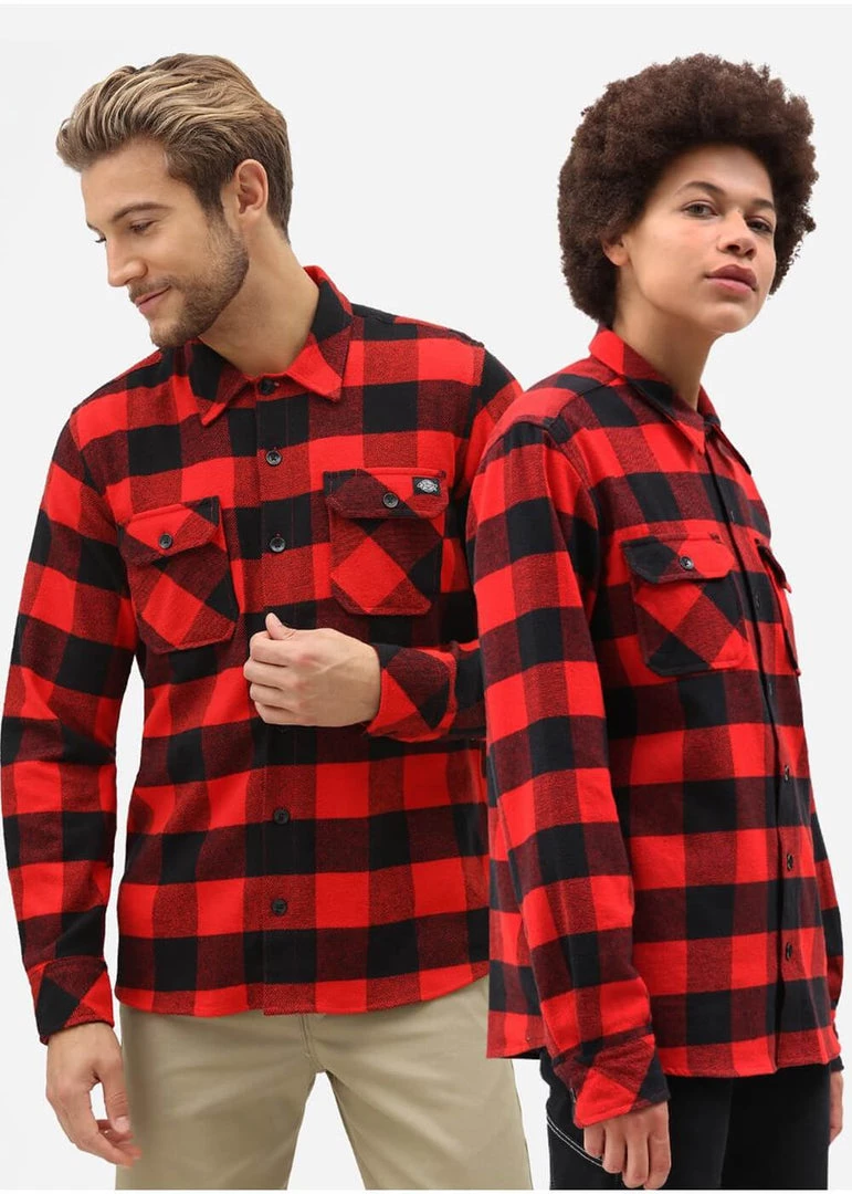 Dickies Mens Sacramento Flannel Shirt Red Black New In