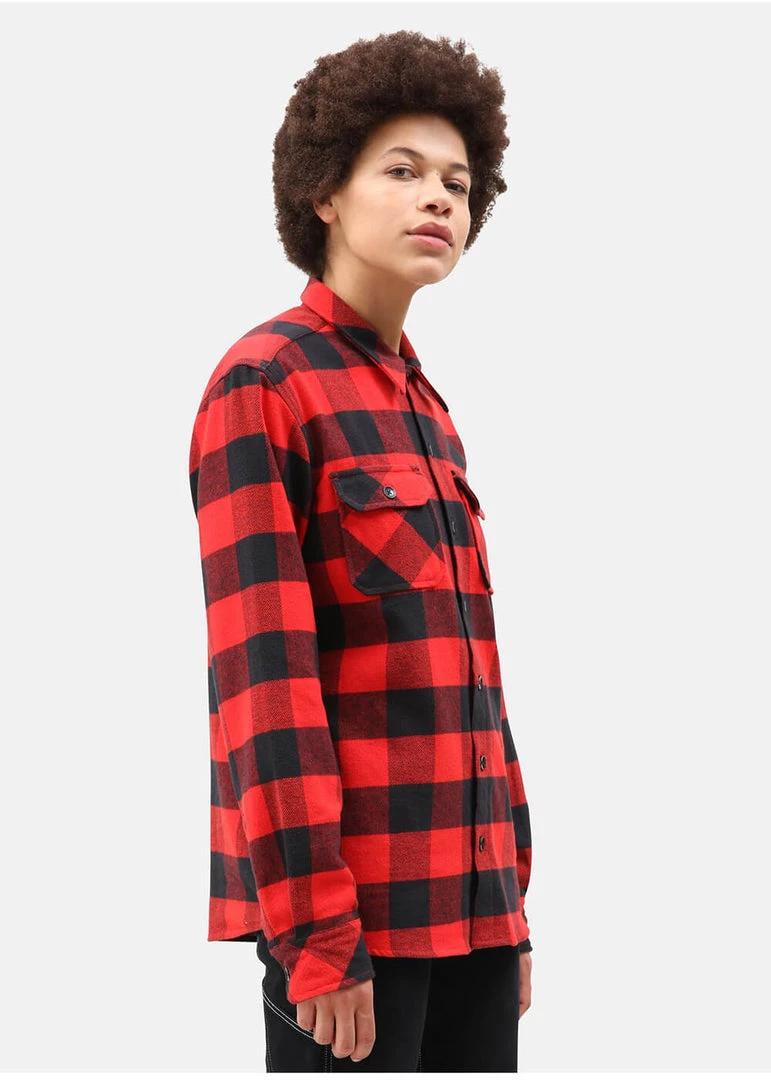 Dickies Mens Sacramento Flannel Shirt Red Black New In