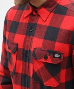 Dickies Mens Sacramento Flannel Shirt Red Black New In