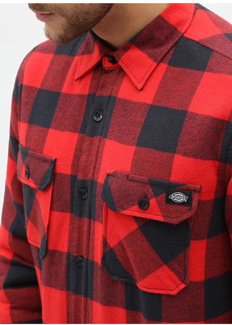 Dickies Mens Sacramento Flannel Shirt Red Black New In