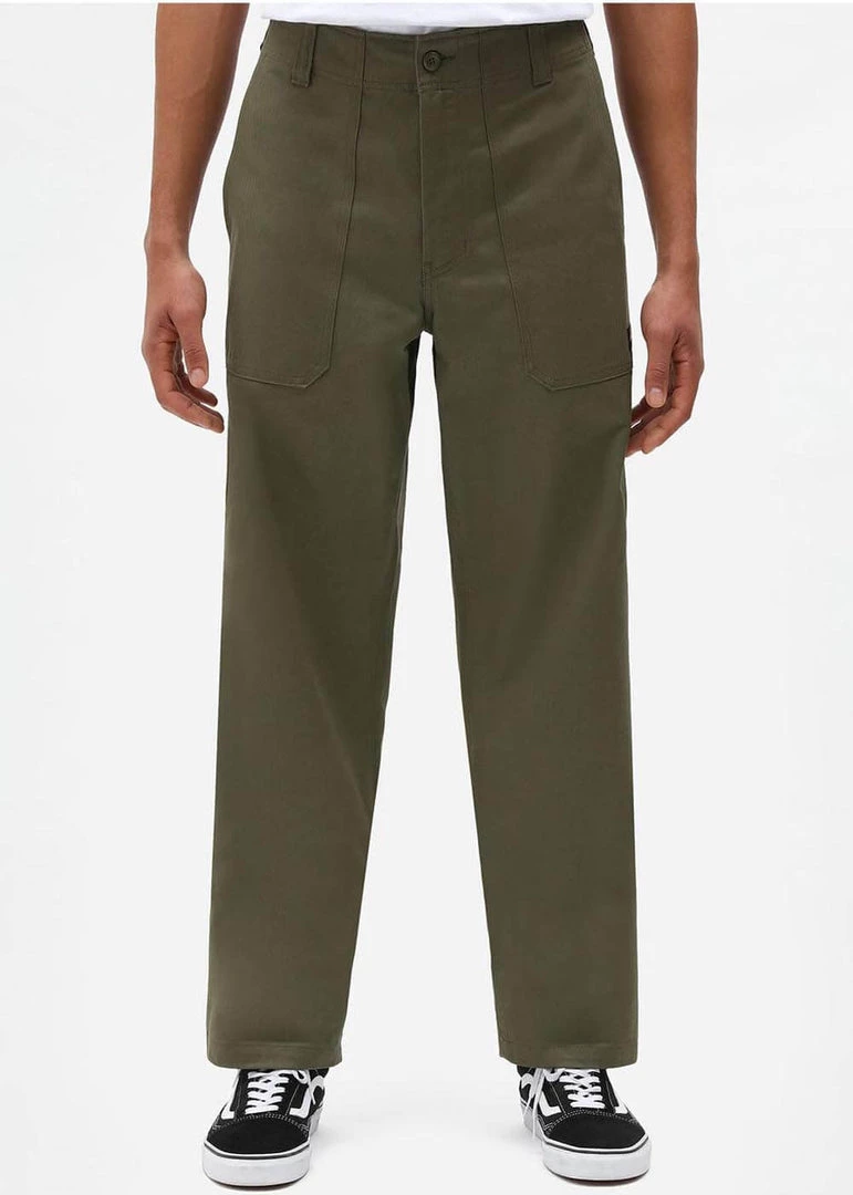 Dickies Mens Funkley Herringbone Trousers Military Green