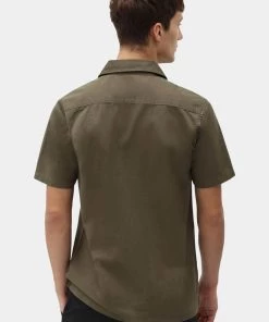 New In Dickies Mens Paynesville Shirt Military Green