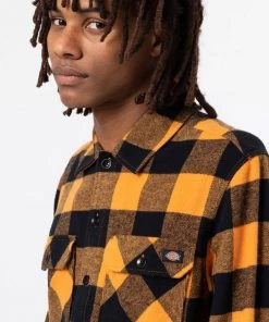 New In Dickies Men Sacramento Shirt Gold Ochre