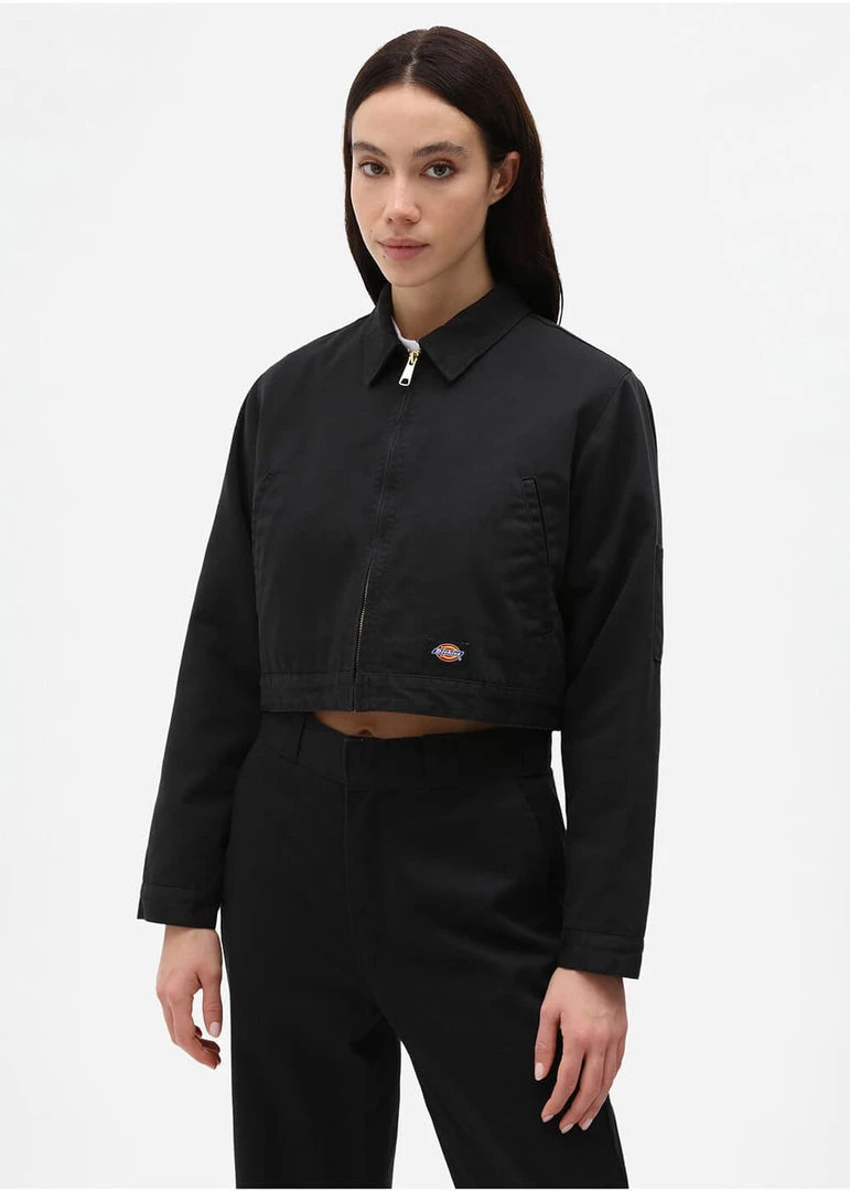 New In Dickies Womens Kiester Cropped Jacket Black