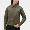 New In Dickies Womens Chokio Herringbone Shirt Military Green