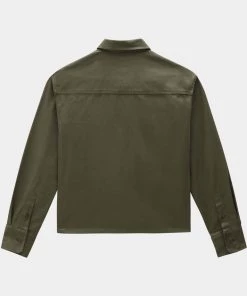 New In Dickies Womens Chokio Herringbone Shirt Military Green