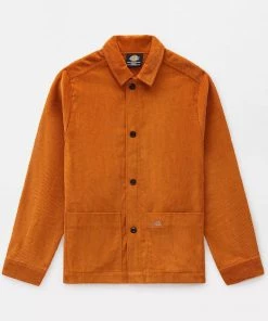 New In Dickies Womens Higginson Corduroy Shirt Pumpkin Spice Orange