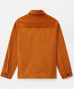 New In Dickies Womens Higginson Corduroy Shirt Pumpkin Spice Orange
