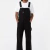 Dickies Mens Canvas Bib Dungarees Black New In