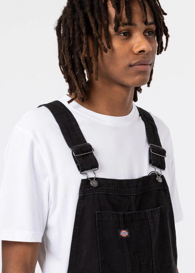 Dickies Mens Canvas Bib Dungarees Black New In