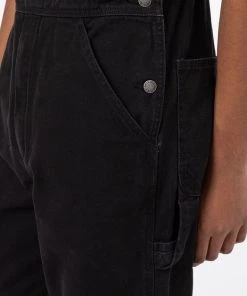 Dickies Mens Canvas Bib Dungarees Black New In